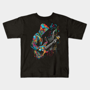 Bass guitar player colorful Kids T-Shirt