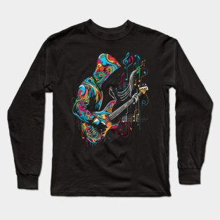 Bass guitar player colorful Long Sleeve T-Shirt