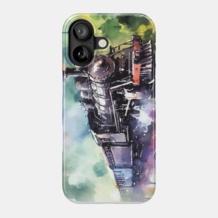 Fantasy illustration of a train barreling down the tracks Phone Case
