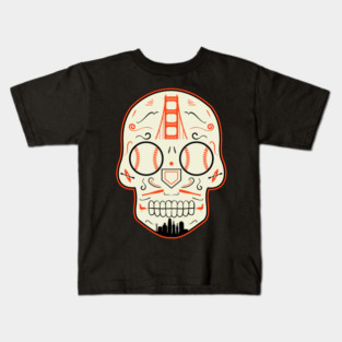 San Francisco Baseball Sugar Skull Kids T-Shirt