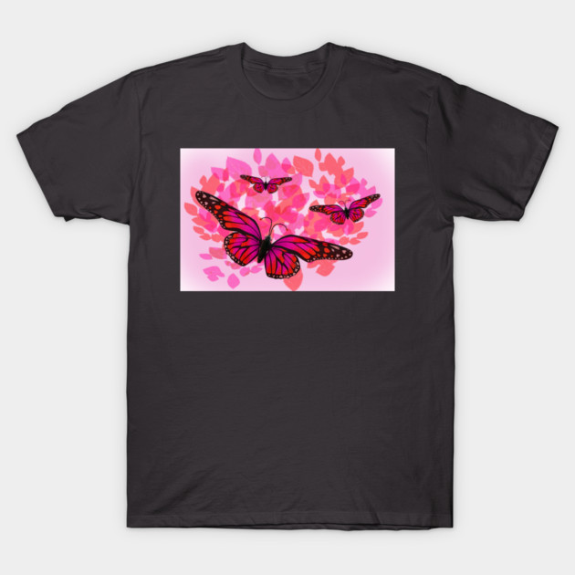 Red Butterflies T-Shirt by KirtTisdale