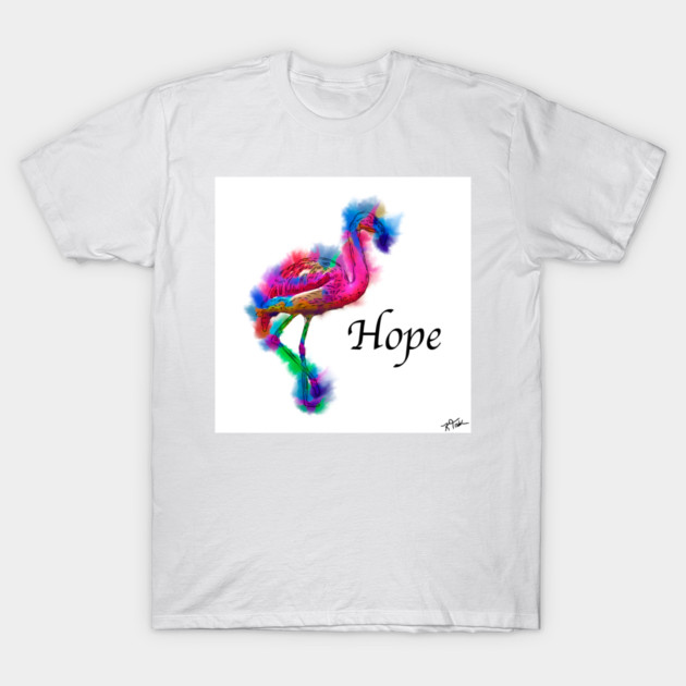 Hope - Prancing Flamingo Abstract T-Shirt by KirtTisdale