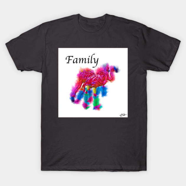 Family - Flamingo Flock In Abstract T-Shirt by KirtTisdale