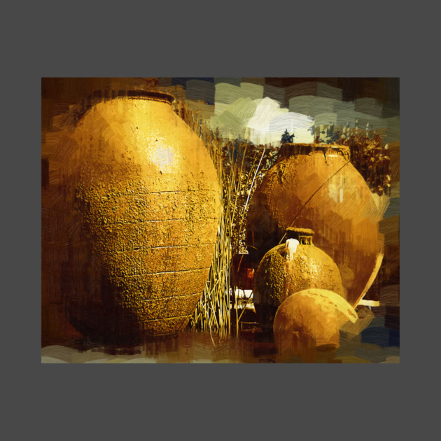 Golden Large Fountain Urns by KirtTisdale