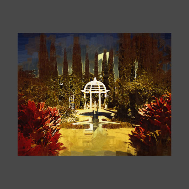 Gazebo Behind Fountains by KirtTisdale