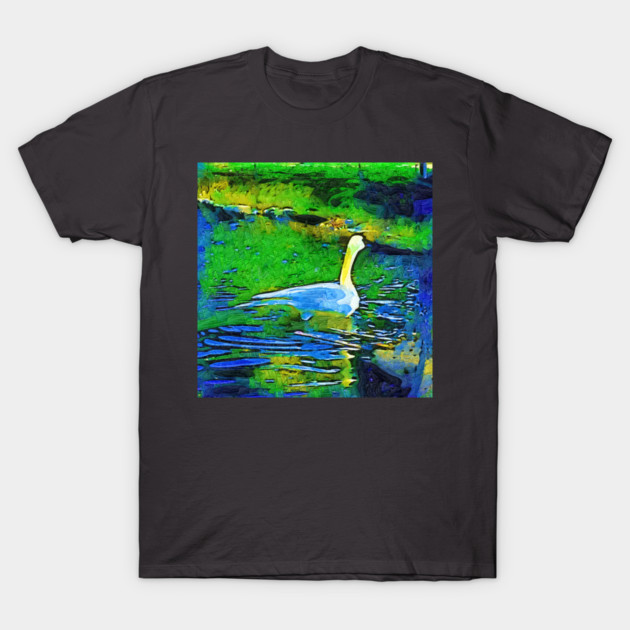 Lone Swan In Pond T-Shirt by KirtTisdale