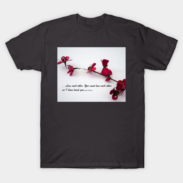 Love Each Other Red Single Stem T-Shirt by KirtTisdale