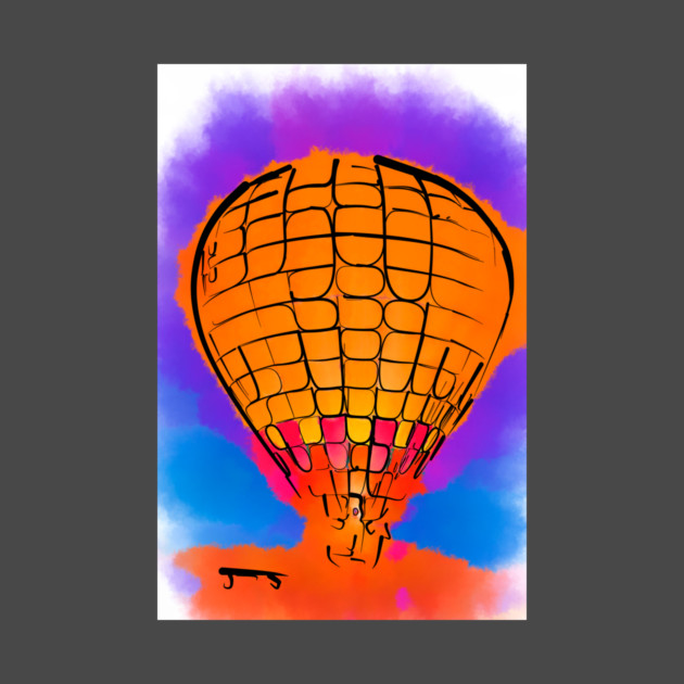 Peach Hot Air Balloon Night Glow Watercolor by KirtTisdale
