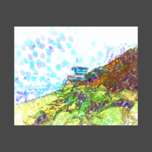 Life Guard Station On The Rocky Beach T-Shirt