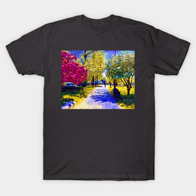 New England Village Public Garden T-Shirt by KirtTisdale