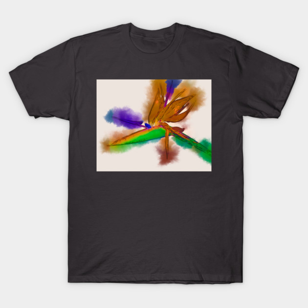 Bird Of Paradise In Abstract Watercolor T-Shirt by KirtTisdale