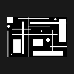 White Geometric Shapes On Black T-Shirt