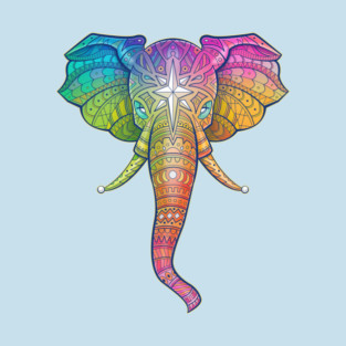 Elephant Tattoo Colorful T-Shirt