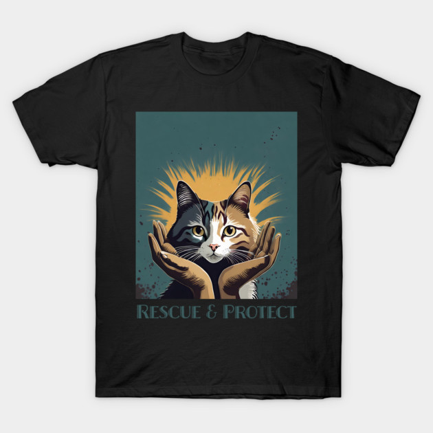 Rescue & Protect: The Ultimate Cat Lovers Graphic T-Shirt by KittyKanvas Creations