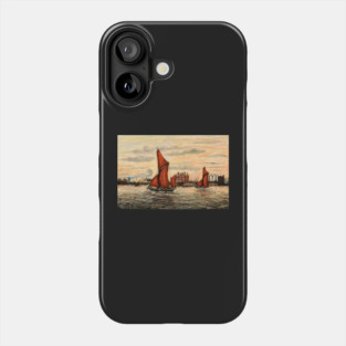 THAMES SAILING BARGES PASSING BLACKWALL,  RIVER THAMES Phone Case