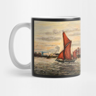 THAMES SAILING BARGES PASSING BLACKWALL,  RIVER THAMES Mug