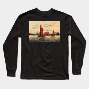THAMES SAILING BARGES PASSING BLACKWALL,  RIVER THAMES Long Sleeve T-Shirt