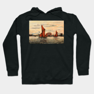 THAMES SAILING BARGES PASSING BLACKWALL,  RIVER THAMES Hoodie