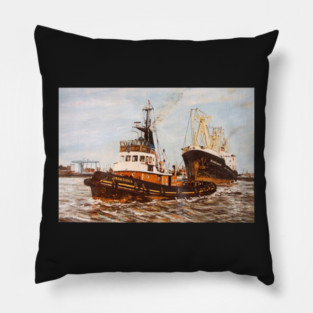 SUN TUG IRONSIDE SWINGING A SHIP TO ENTER WEST INDIA DOCK Pillow
