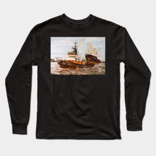 SUN TUG IRONSIDE SWINGING A SHIP TO ENTER WEST INDIA DOCK Long Sleeve T-Shirt