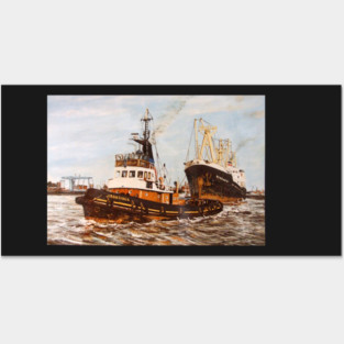 SUN TUG IRONSIDE SWINGING A SHIP TO ENTER WEST INDIA DOCK Posters and Art