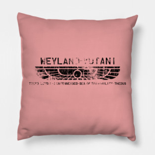 Weyland Yutani distressed, black text Pillow