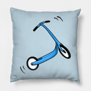 Retro Toy Scooter Blue Pillow