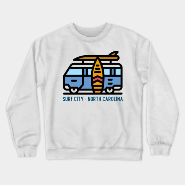 Surf City North Carolina Crewneck Sweatshirt by Timeless Chaos
