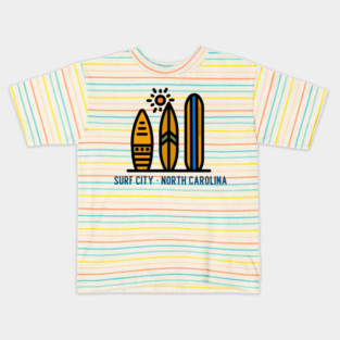 Surf City North Carolina Surfboards Kids T-Shirt