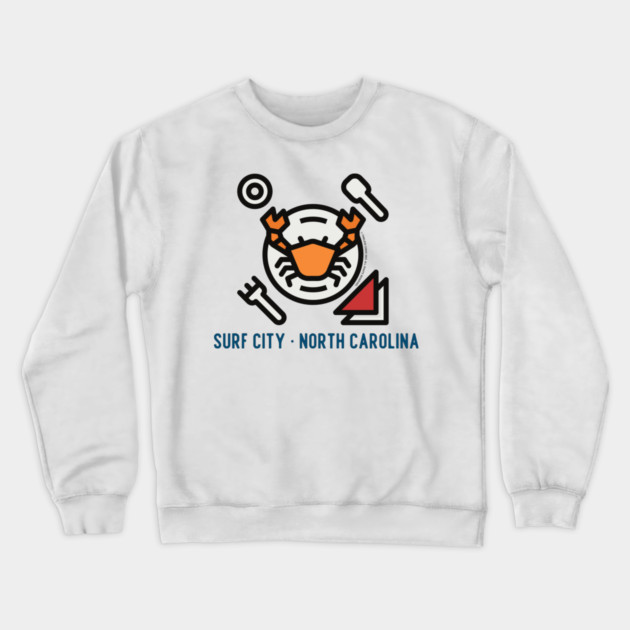Surf City North Carolina Crab Boil Crewneck Sweatshirt by Timeless Chaos
