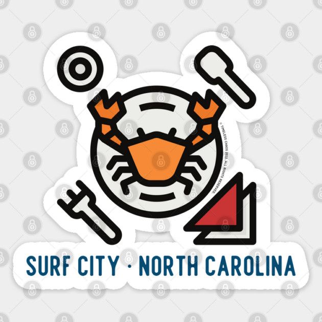 Surf City North Carolina Crab Boil Sticker by Timeless Chaos