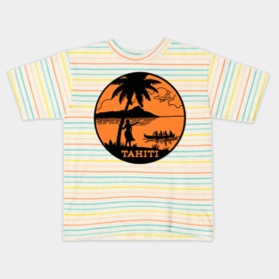 TAHITI VINTAGE TRAVEL CANOE SEA PLANE Kids T-Shirt
