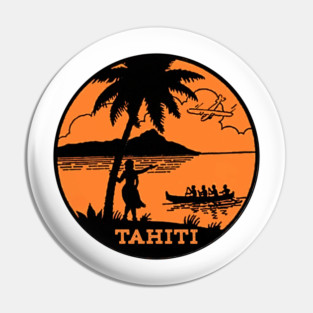 TAHITI VINTAGE TRAVEL CANOE SEA PLANE Pin