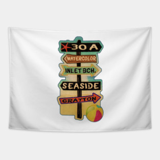 30 A Florida Walton County Watercolor Inlet Beach Seaside Grayton Beach Tapestry