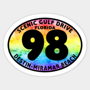 Scenic Gulf Drive Highway 98 Destin Beach Florida Palms Panhandle Emerald Coast Sticker