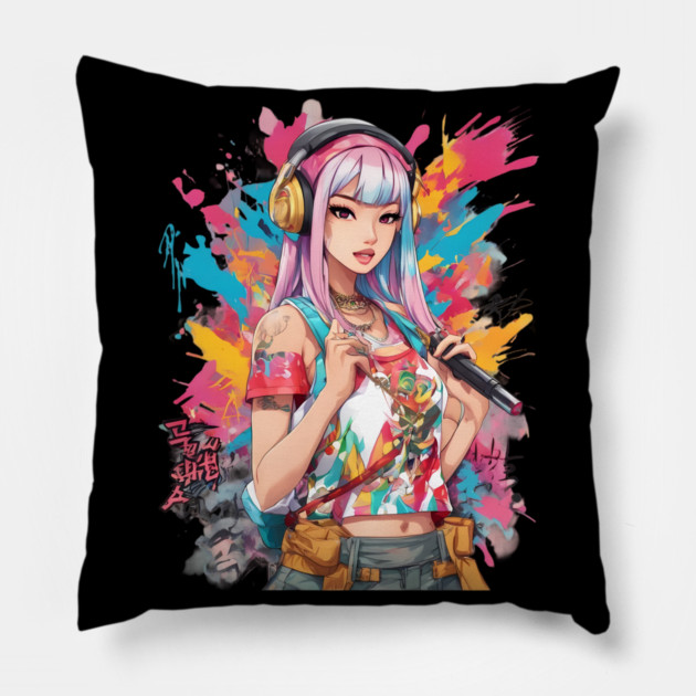 cute girl Pillow by animegirlnft