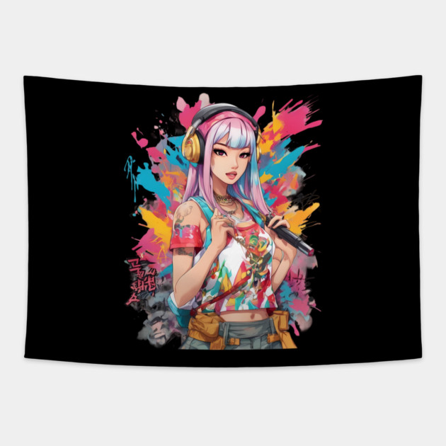 cute girl Tapestry by animegirlnft