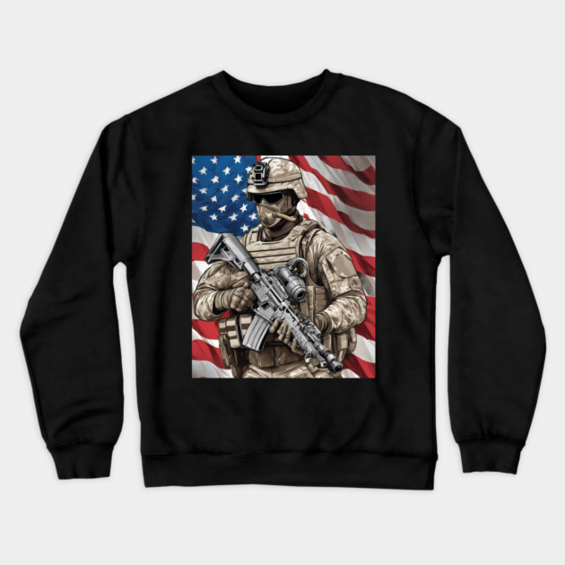 us military Crewneck Sweatshirt by animegirlnft
