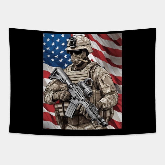 us military Tapestry by animegirlnft