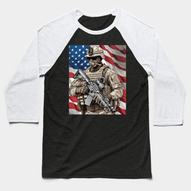 us military Baseball T-Shirt by animegirlnft