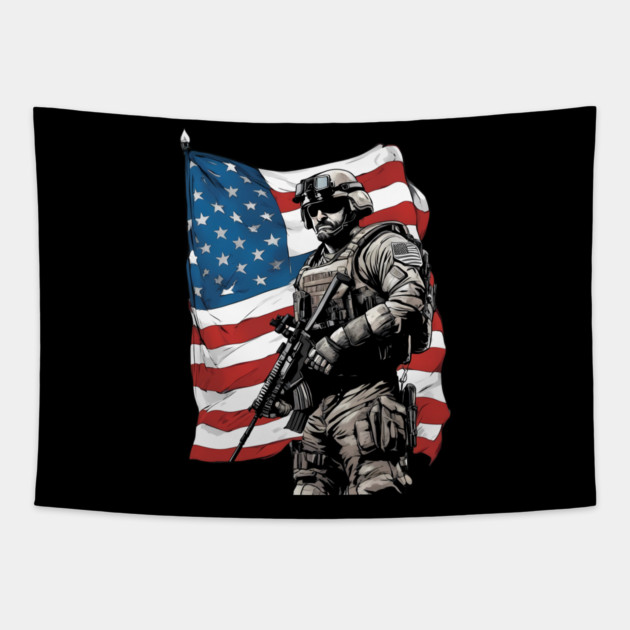american soldier Tapestry by animegirlnft
