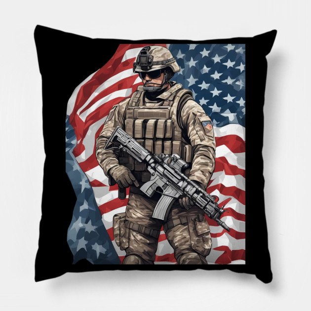 us marine corps Pillow by animegirlnft