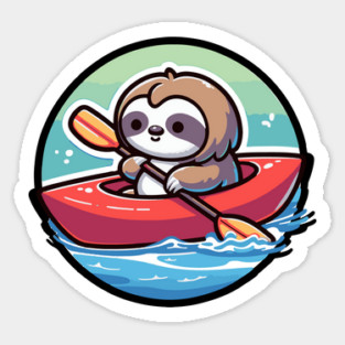 Kayaking Sloth Manga Design - Adorable River Adventure Magnet