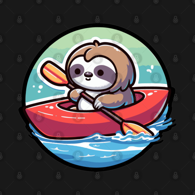 Kayaking Sloth Manga Design - Adorable River Adventure by Yesteeyear