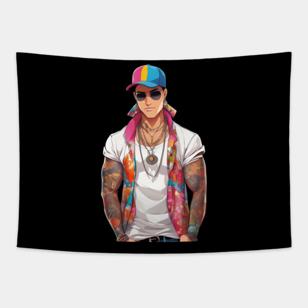 handsome guy Tapestry by animegirlnft