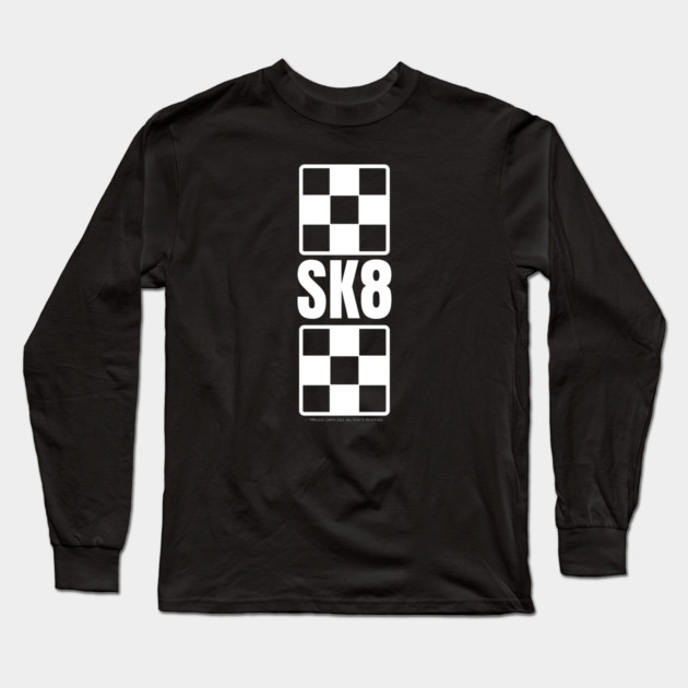 Sk8 Ska Inspired White Design Long Sleeve T-Shirt by Timeless Chaos