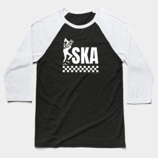 Ska Dancing Rude Boy Design White Print Baseball T-Shirt