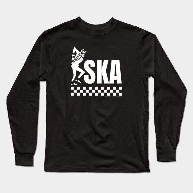 Ska Dancing Rude Boy Design White Print Long Sleeve T-Shirt by Timeless Chaos