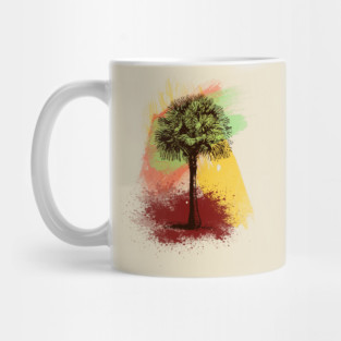 Palm tree paint brushes abstract summer Mug