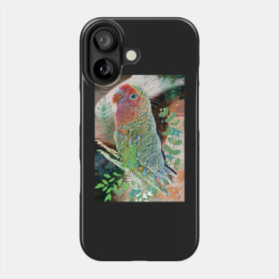 Cute little red and green exotic bird. Phone Case